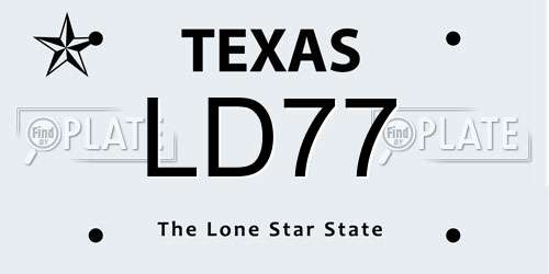 LD77 Texas License Plate