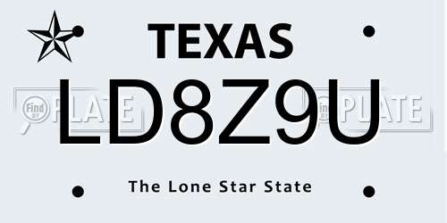 LD8Z9U Texas License Plate
