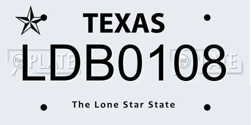 LDB0108 Texas License Plate