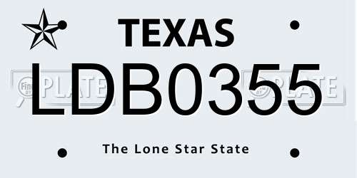 LDB0355 Texas License Plate