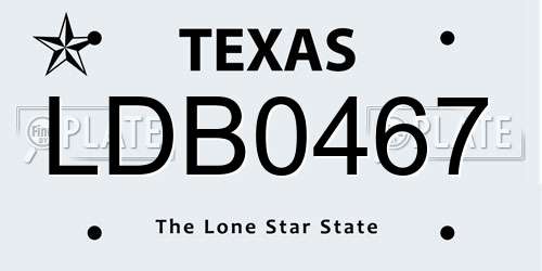 LDB0467 Texas License Plate