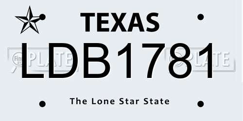 LDB1781 Texas License Plate