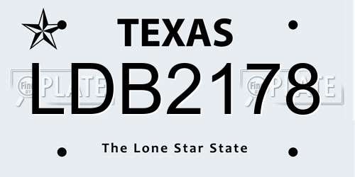 LDB2178 Texas License Plate