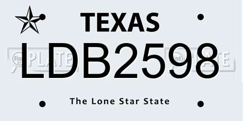 LDB2598 Texas License Plate