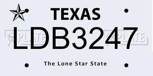 LDB3247 Texas License Plate