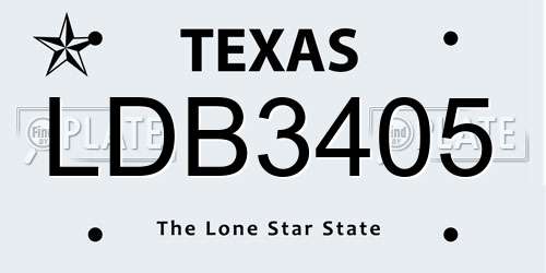 LDB3405 Texas License Plate