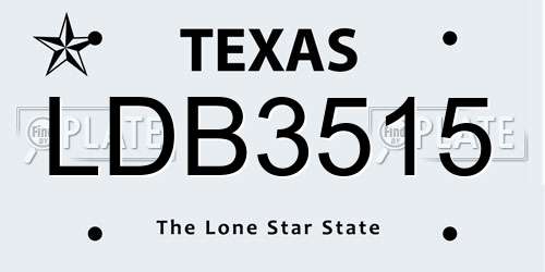 LDB3515 Texas License Plate