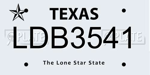 LDB3541 Texas License Plate