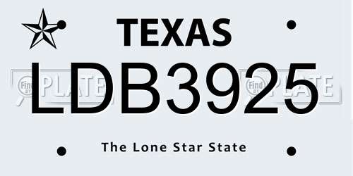LDB3925 Texas License Plate