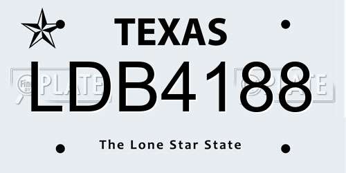LDB4188 Texas License Plate
