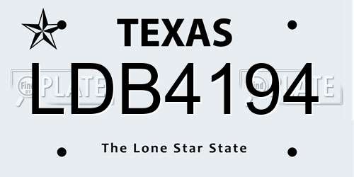 LDB4194 Texas License Plate