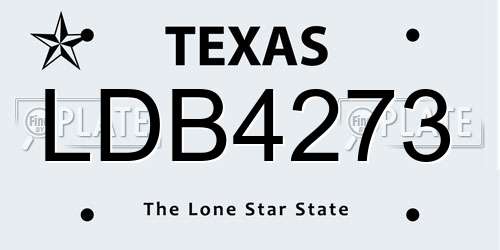 LDB4273 Texas License Plate