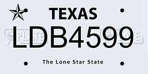 LDB4599 Texas License Plate