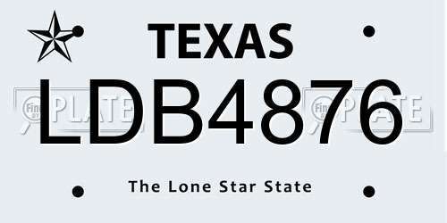 LDB4876 Texas License Plate