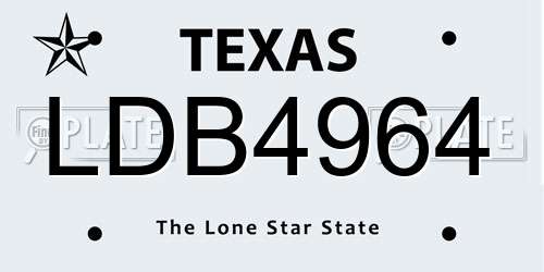 LDB4964 Texas License Plate