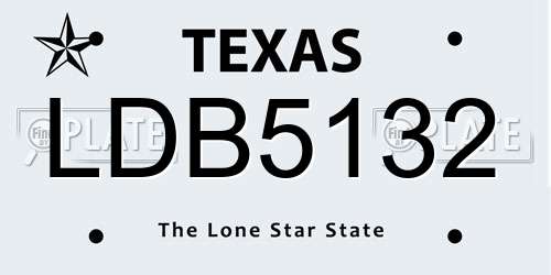 LDB5132 Texas License Plate