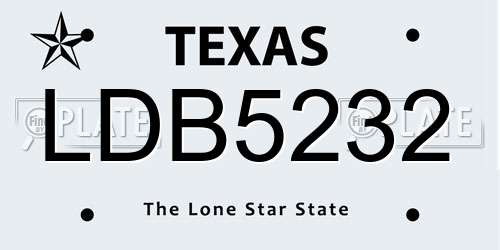 LDB5232 Texas License Plate