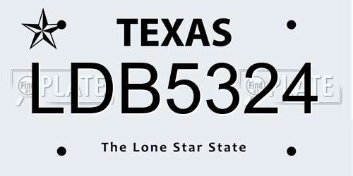 LDB5324 Texas License Plate