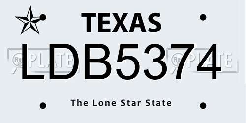 LDB5374 Texas License Plate
