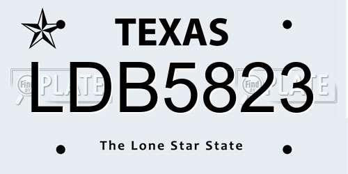LDB5823 Texas License Plate