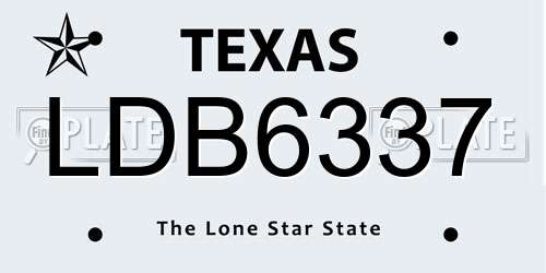 LDB6337 Texas License Plate
