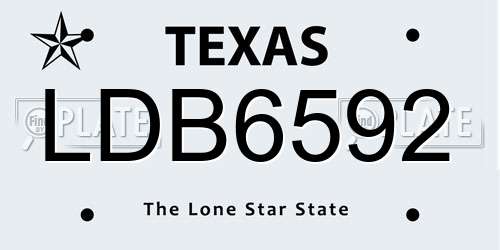 LDB6592 Texas License Plate