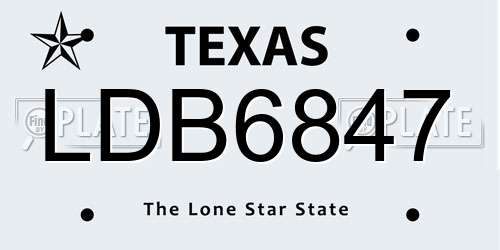 LDB6847 Texas License Plate