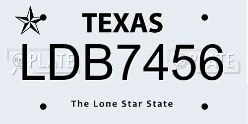 LDB7456 Texas License Plate