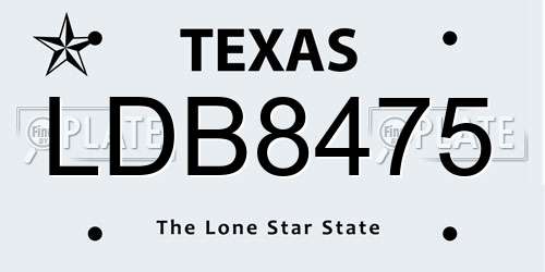 LDB8475 Texas License Plate
