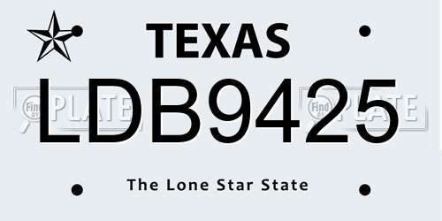 LDB9425 Texas License Plate