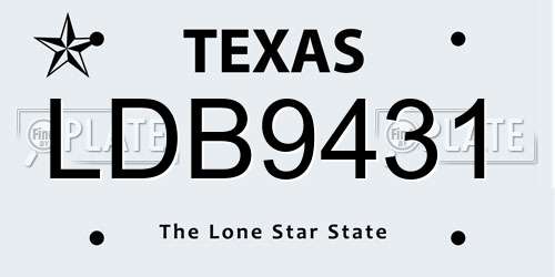 LDB9431 Texas License Plate