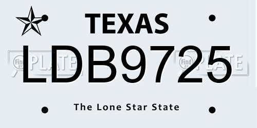 LDB9725 Texas License Plate