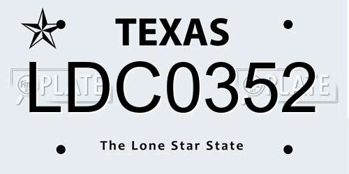 LDC0352 Texas License Plate