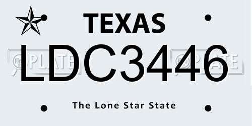 LDC3446 Texas License Plate