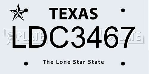 LDC3467 Texas License Plate