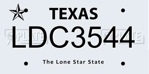 LDC3544 Texas License Plate