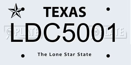 LDC5001 Texas License Plate