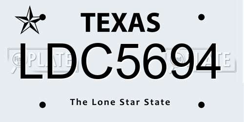 LDC5694 Texas License Plate