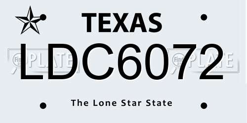 LDC6072 Texas License Plate