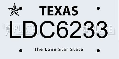 LDC6233 Texas License Plate