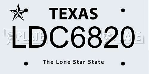 LDC6820 Texas License Plate