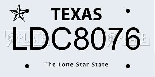 LDC8076 Texas License Plate