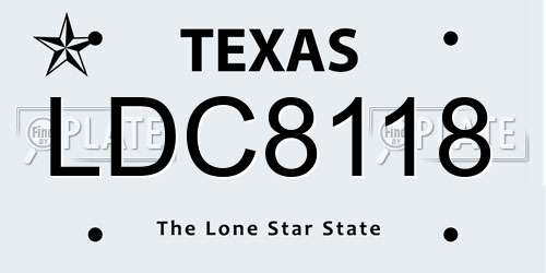 LDC8118 Texas License Plate