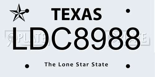 LDC8988 Texas License Plate