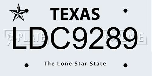 LDC9289 Texas License Plate