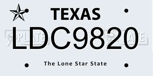 LDC9820 Texas License Plate
