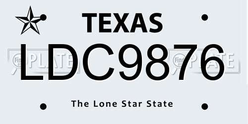 LDC9876 Texas License Plate