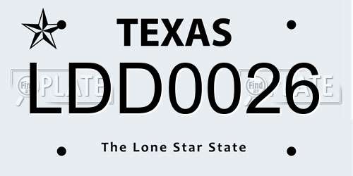 LDD0026 Texas License Plate