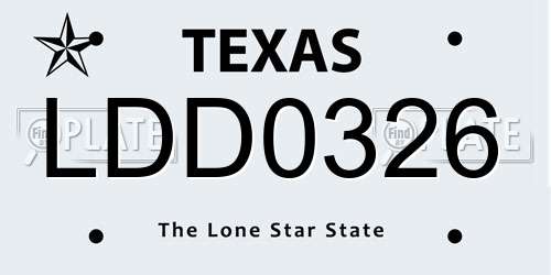 LDD0326 Texas License Plate