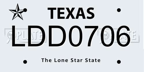 LDD0706 Texas License Plate